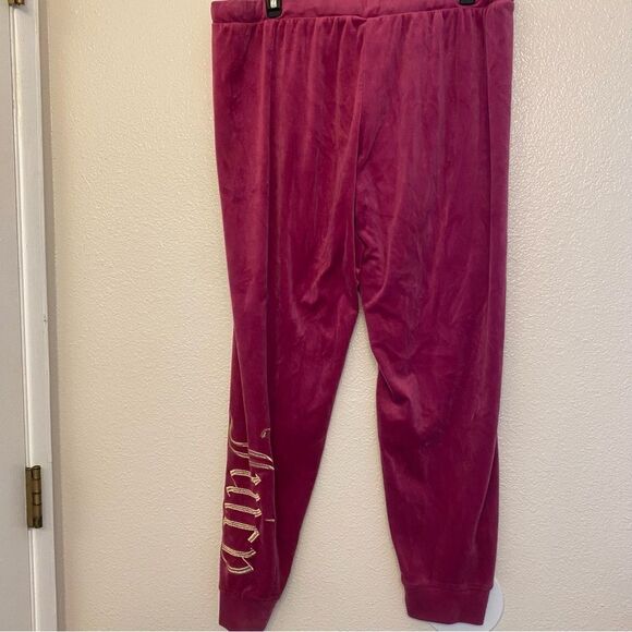 Juicy Couture hot Pink Velour velvet Jogger Gold Embroidered Logo y2k 90s XL - Picture 3 of 10